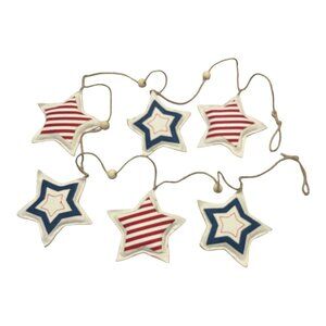 Tommy Bahama Patriotic Star Garland – 6 Foot Red, White & Blue Fabric Stars with